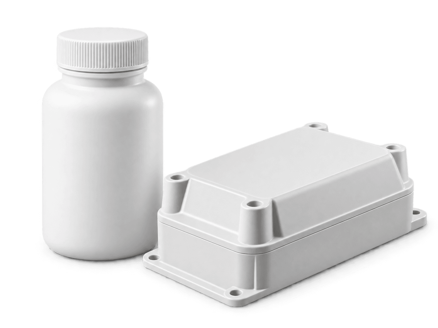 A moulded plastic bottle and enclosure